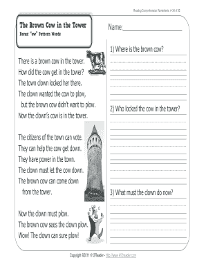 Reading Worksheets for 1st Grade  Form