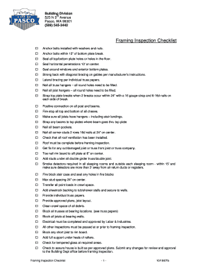 Framing Inspection Checklist  Form