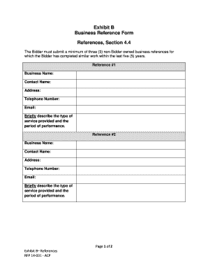 Business Reference Form