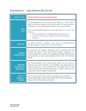 Communication Form and Function Matrix