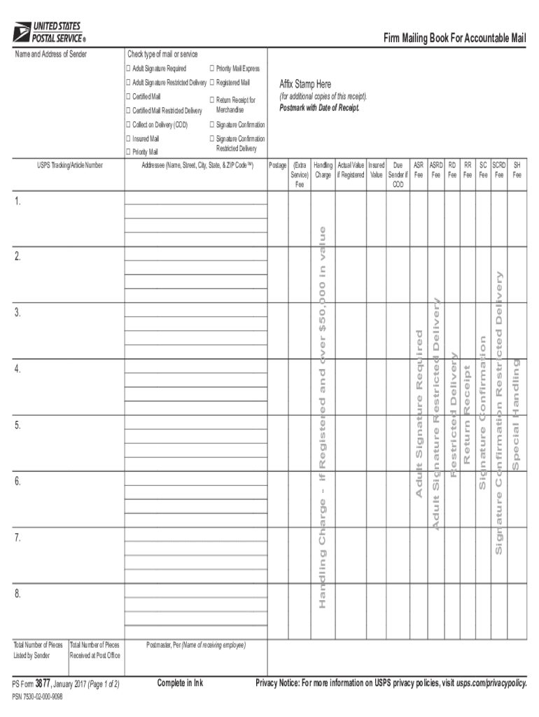  Ps Form 3877 2017-2024