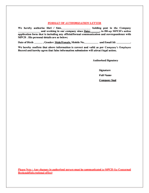 Partner Authorization Letter  Form