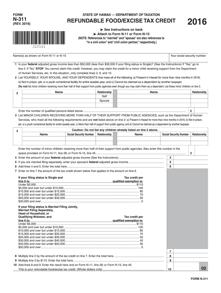  Form N 311, Rev , Refundable FoodExcist Tax Credit 2020