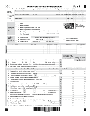 Montana Individual Income Tax Return Revenue Mt  Form