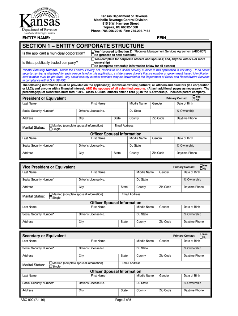  Abc 890 Form 2016