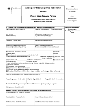 Antrag Auf Erteilung Eines Nationalen Visums  Form