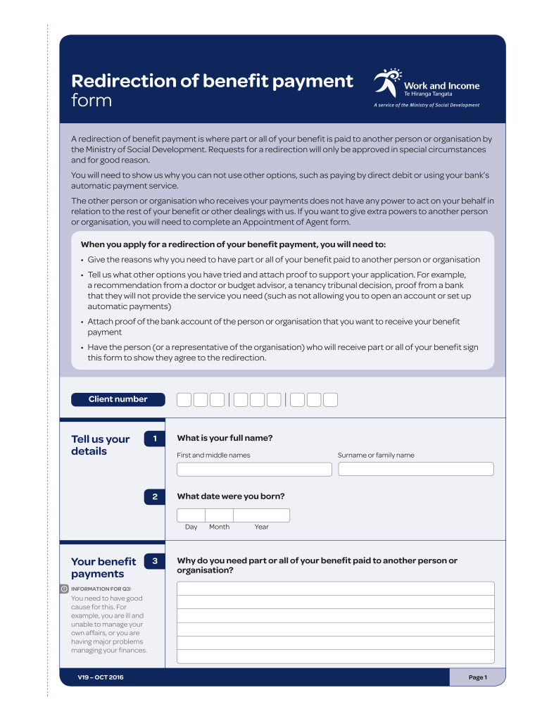  Benefit Redirection Form 2016
