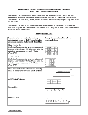 Vdoe Math Aids  Form