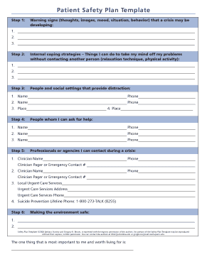 Patient Safety Template  Form