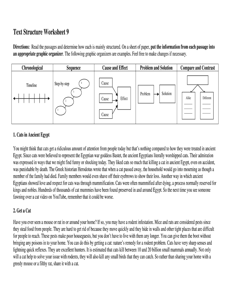 Text Structure Worksheet 9  Form