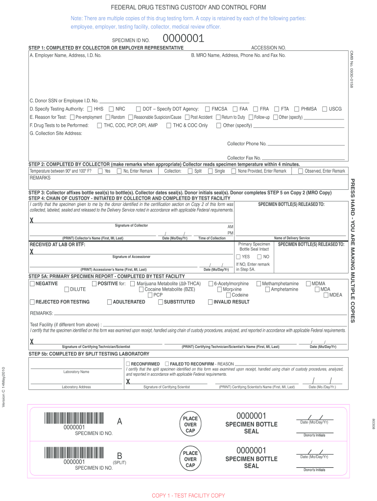  Non Federal Drug Testing Custody and Control Form 2010-2024