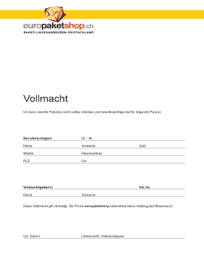 Vollmachten Text Pakete Abholen  Form