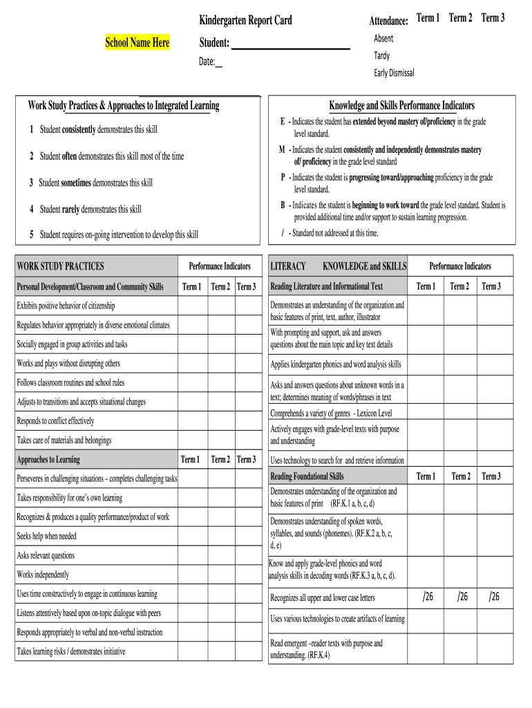 Get and Sign Kindergarten Report  Form