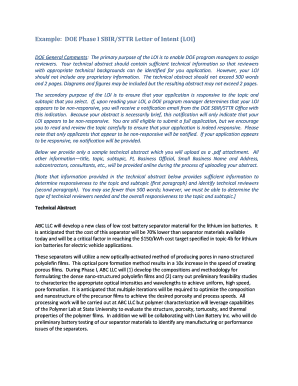 Doe Sbir Letter of Intent  Form