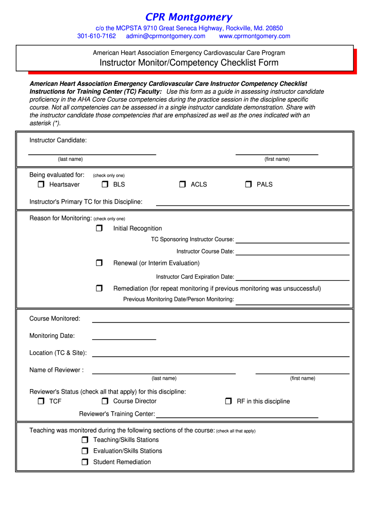 Instructor Monitor  Form