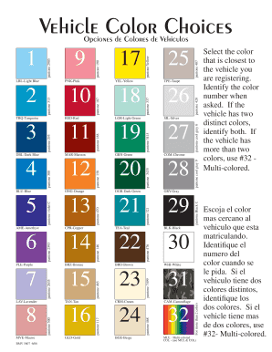 Vehicle Color Chart  Form