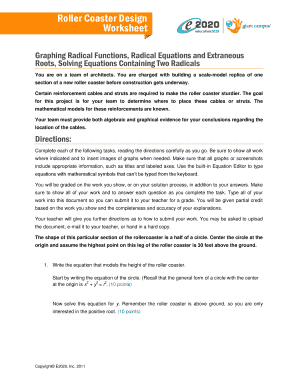 Roller Coaster Design Worksheet E2020 Answers  Form