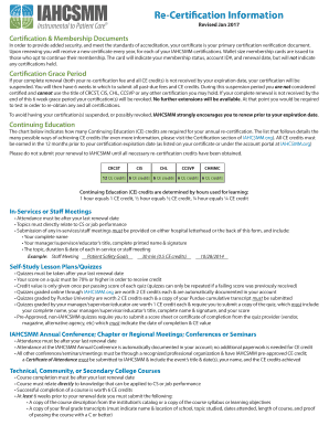 Re Certification Information Iahcsmm