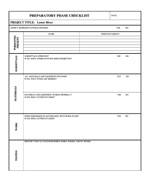 Preparatory Phase Checklist  Form