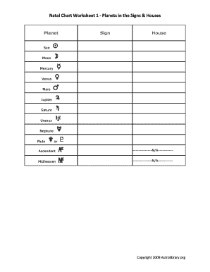 Natal Chart Worksheet  Form