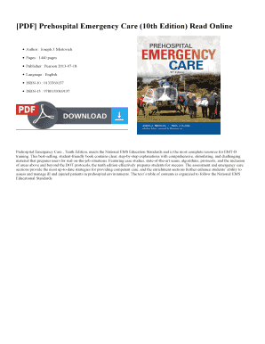 Prehospital Emergency Care 11th Edition PDF  Form