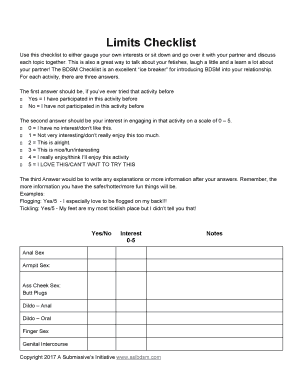 Limits Checklist  Form