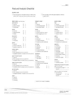 Postural Analysis Checklist  Form
