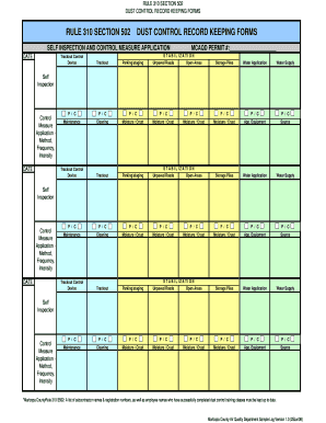 Rule 310 Section 502 Dust Control Form