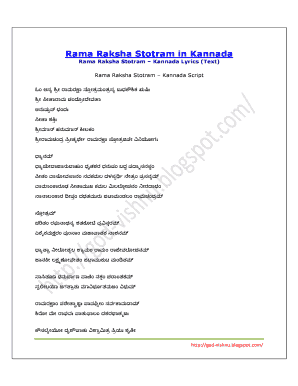 Rama Raksha Stotram in Kannada  Form