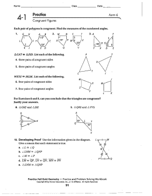 Prentice Hall Gold Geometry  Form