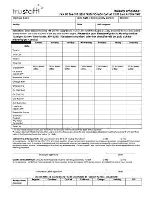 Trustaff Timesheet  Form