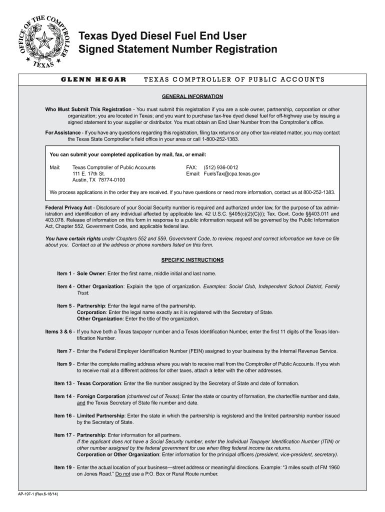 Texas Comptroller Fuel  Form