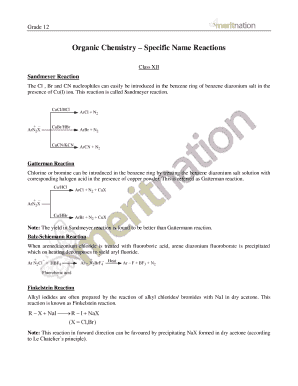 Chemistry Named Reactions PDF  Form