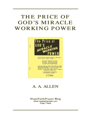 The Price of God&#039;s Miracle Working Power PDF  Form