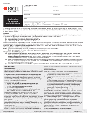 Special Consideration Rmit  Form