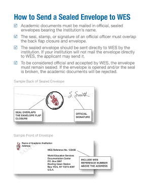 Wes Envelope Requirements  Form