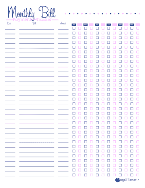 eBook Monthly Bill Payment Tracker 5ih8x7rtolls Cf  Form