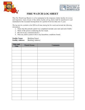 Fire Watch Log  Form