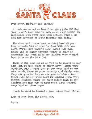 Santa Letterhead Three Little Monkeys Studio  Form