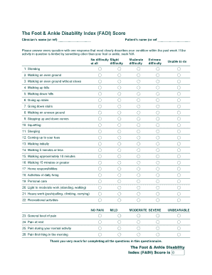 Ankle Disability Index  Form