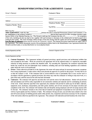  HOMEOWNERCONTRACTOR AGREEMENT Limited 2013-2024