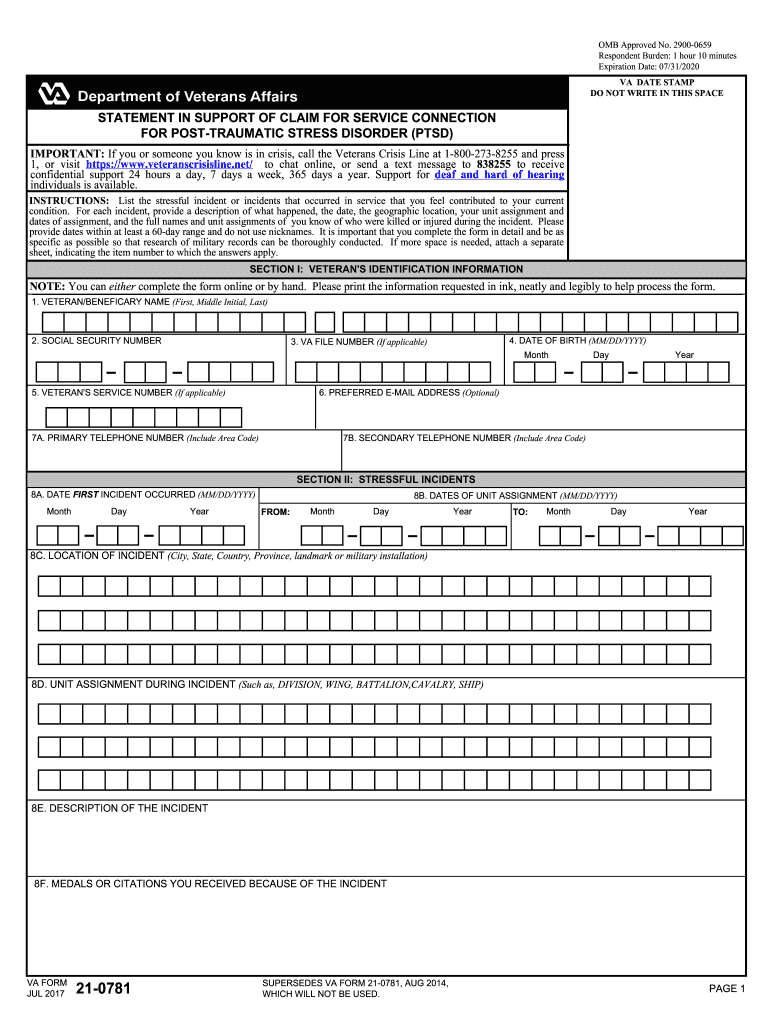  Va Form 21 0781 2014