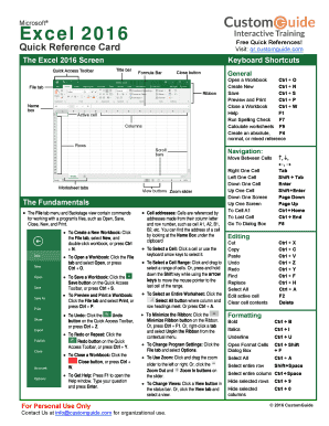  Excel Cheat Sheet PDF 2016-2024