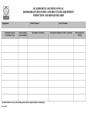 Epa Refrigerant Use Log Sheet PDF Download  Form