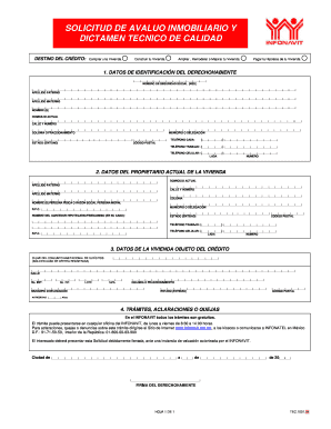 Solicitud De Avaluo Inmobiliario Y Dictamen Tecnico De Calidad  Form