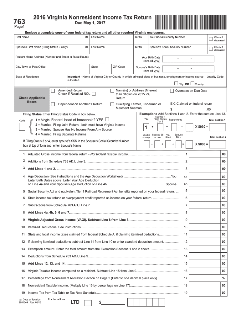  Va 763 Form 2016