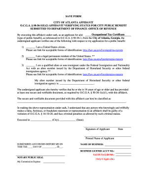 Save Affidavit Atlanta  Form