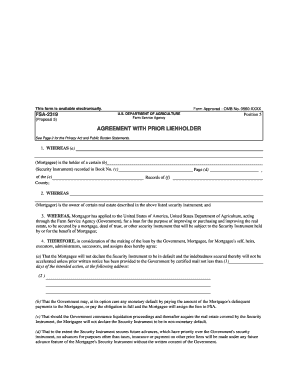 Blank Lien Holder Agreement  Form