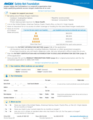 Amgen Safety Net Foundation Application  Form