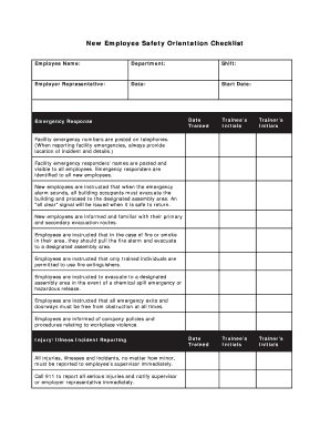 Safety Orientation Checklist  Form